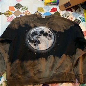 Bleach dye moon sweatshirt